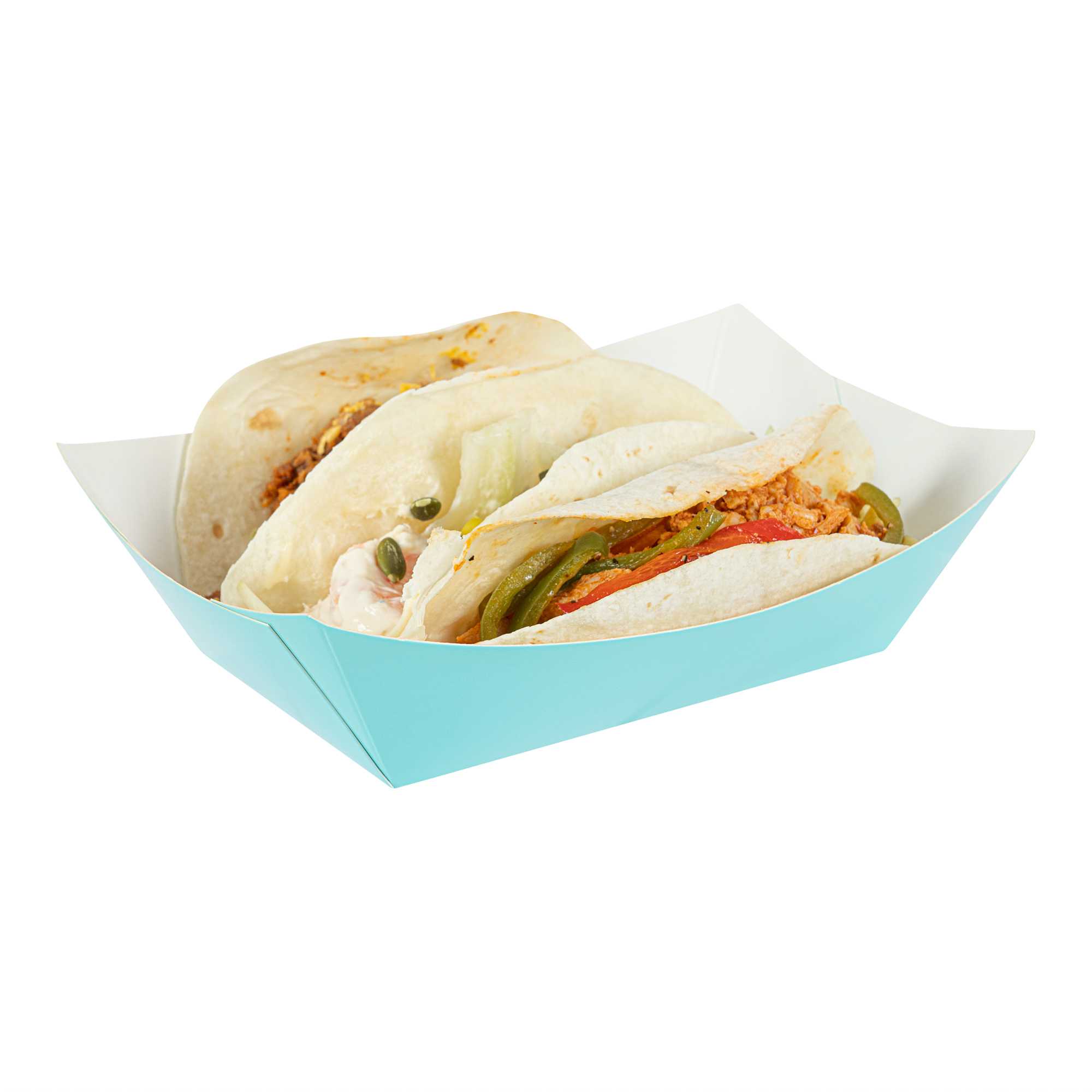 Bio Tek 1 lb Turquoise Paper #100 Food Tray / Boat - 5 1/2" x 3 1/2" x 2" - 200 count box