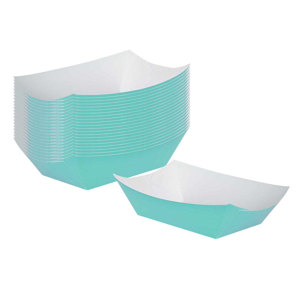 Bio Tek 1 lb Turquoise Paper #100 Food Tray / Boat - 5 1/2" x 3 1/2" x 2" - 50 count box