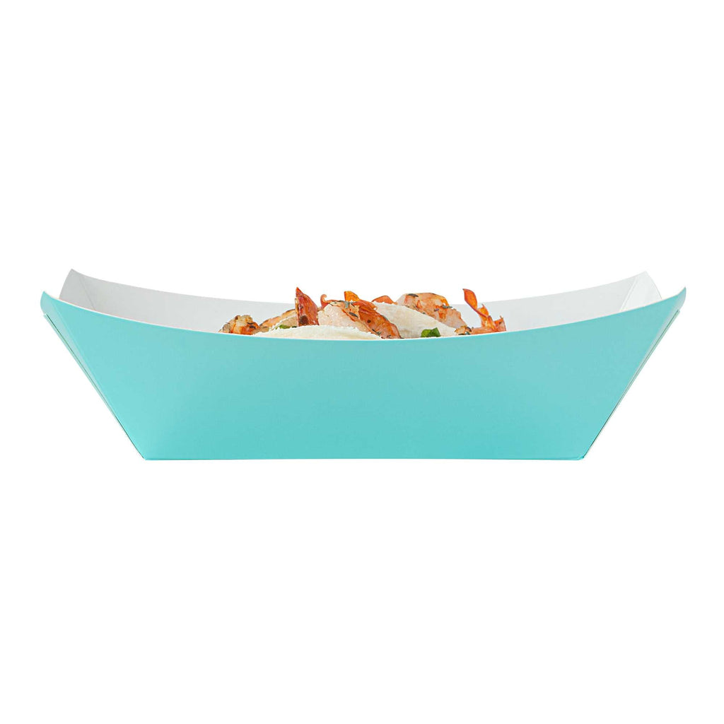 Bio Tek 1 lb Turquoise Paper #100 Food Tray / Boat - 5 1/2" x 3 1/2" x 2" - 50 count box