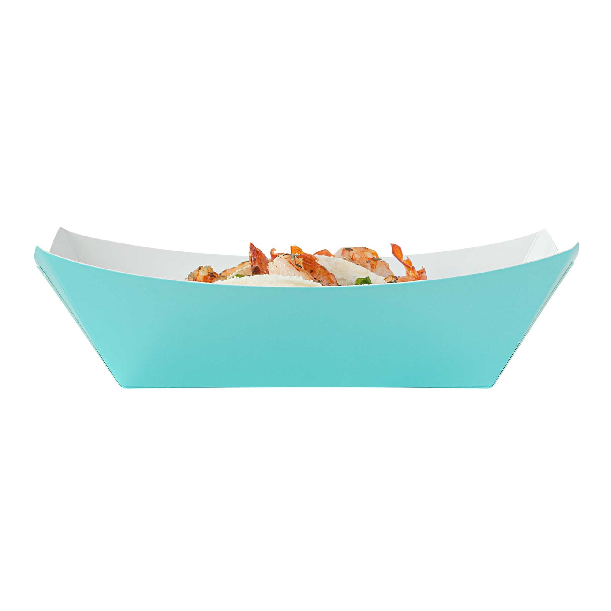 Bio Tek 1 lb Turquoise Paper #100 Food Tray / Boat - 5 1/2" x 3 1/2" x 2" - 50 count box