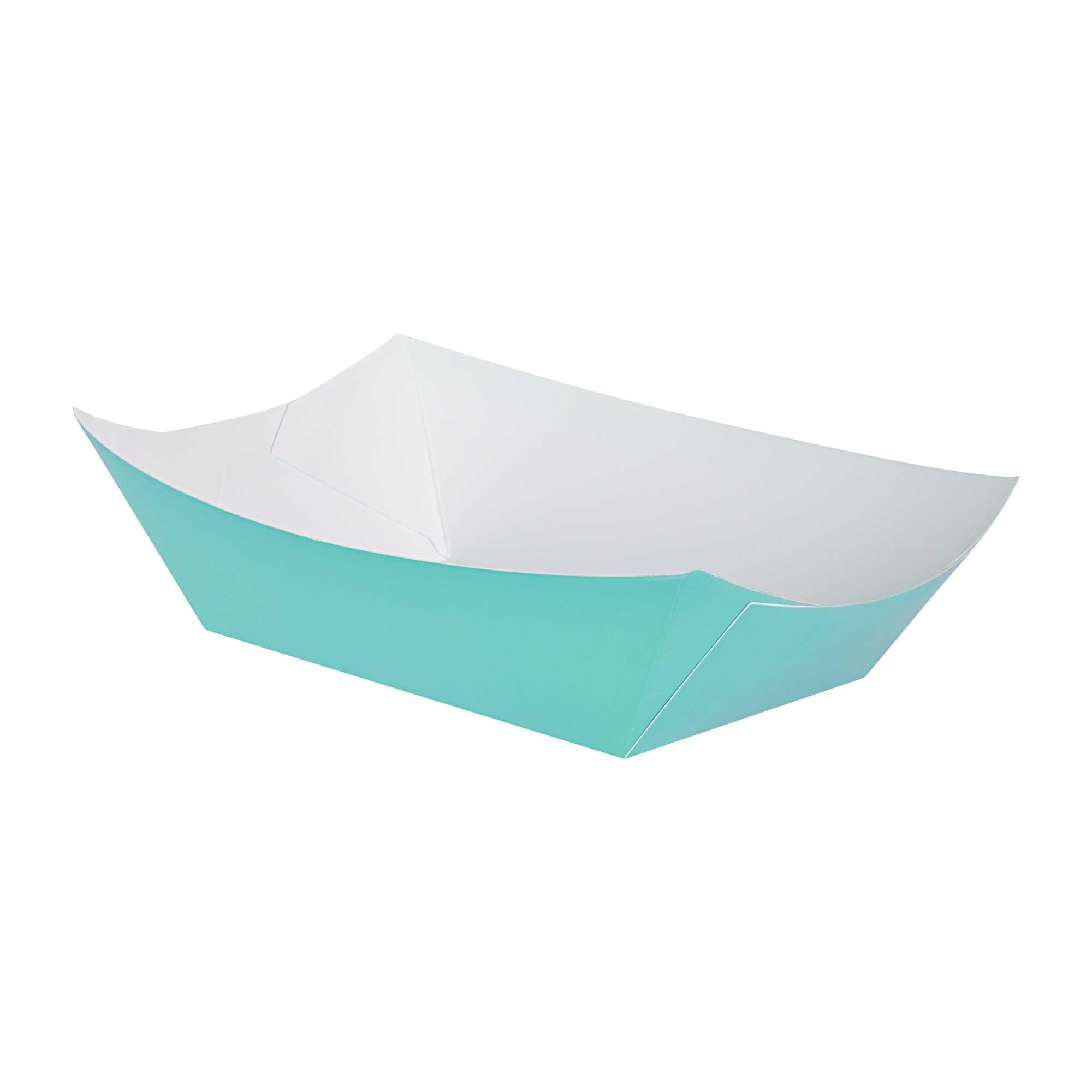 Bio Tek 1 lb Turquoise Paper #100 Food Tray / Boat - 5 1/2" x 3 1/2" x 2" - 50 count box