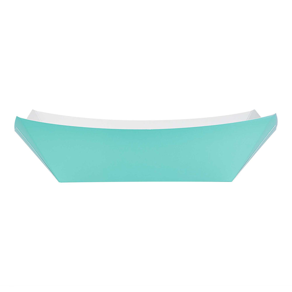 Bio Tek 1 lb Turquoise Paper #100 Food Tray / Boat - 5 1/2" x 3 1/2" x 2" - 50 count box