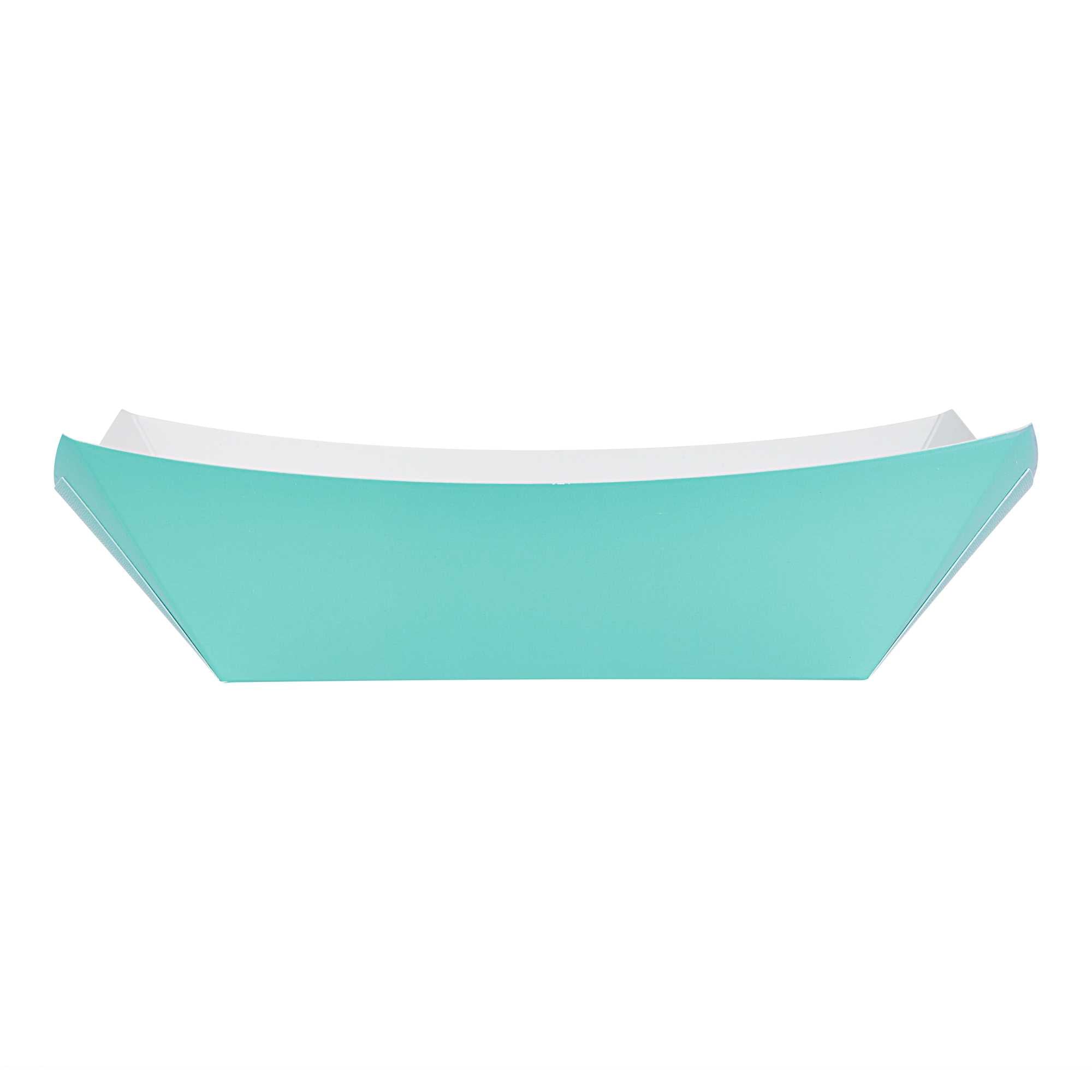 Bio Tek 1 lb Turquoise Paper #100 Food Tray / Boat - 5 1/2" x 3 1/2" x 2" - 50 count box
