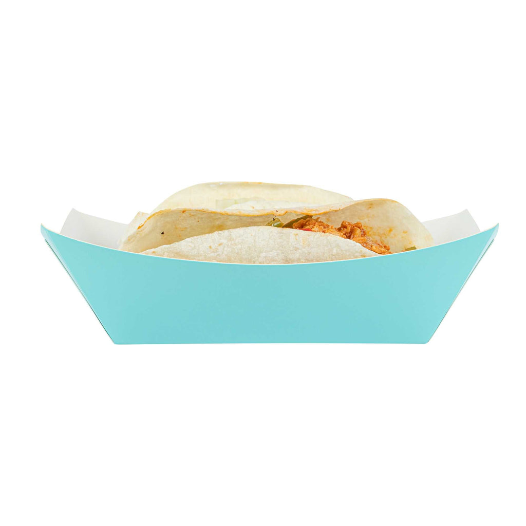Bio Tek 1 lb Turquoise Paper #100 Food Tray / Boat - 5 1/2" x 3 1/2" x 2" - 200 count box