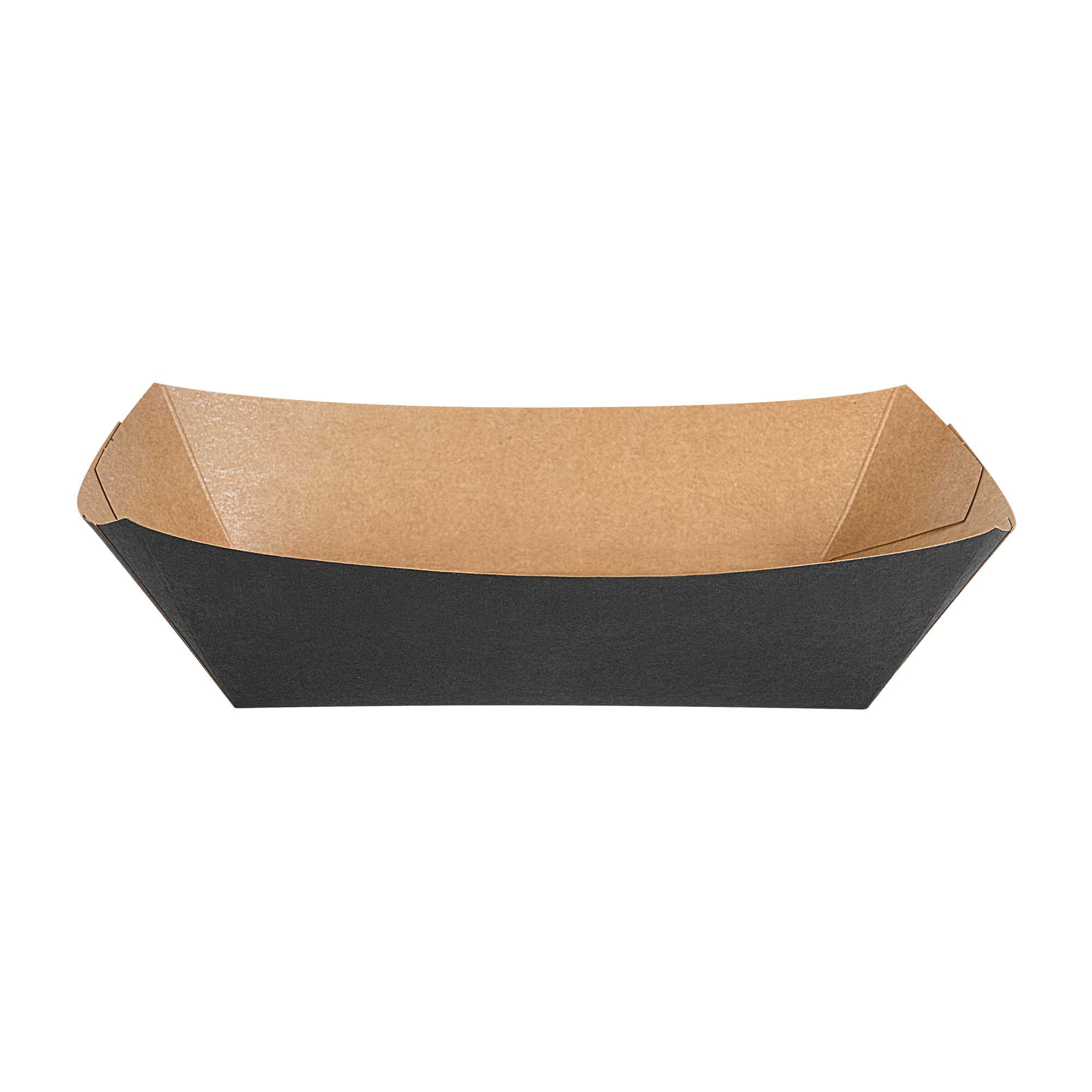 Bio Tek 2 lb Black Paper #200 Food Tray / Boat - 6 1/2" x 3 3/4" x 2 1/4" - 50 count box