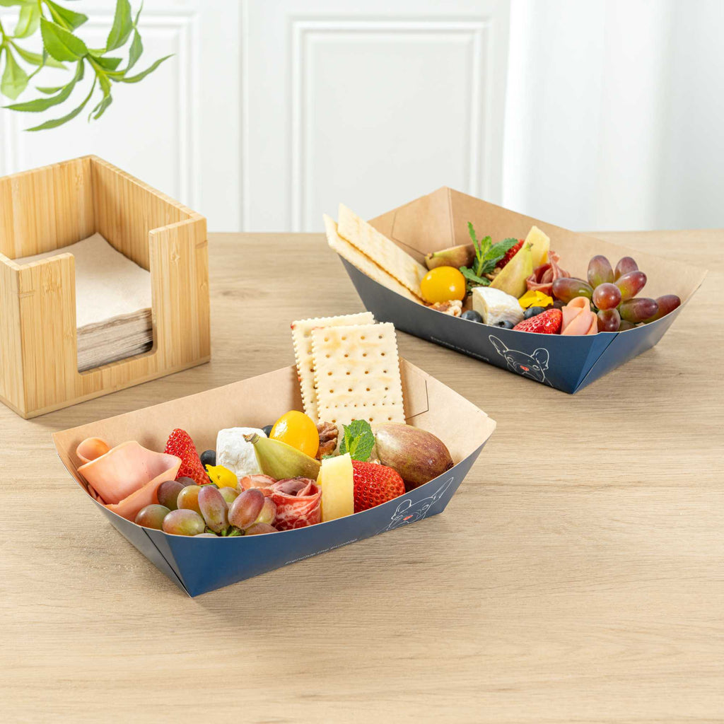 Bio Tek 2 lb Frenchie Paper #200 Food Tray / Boat - 6 1/2" x 3 3/4" x 2 1/4" - 200 count box