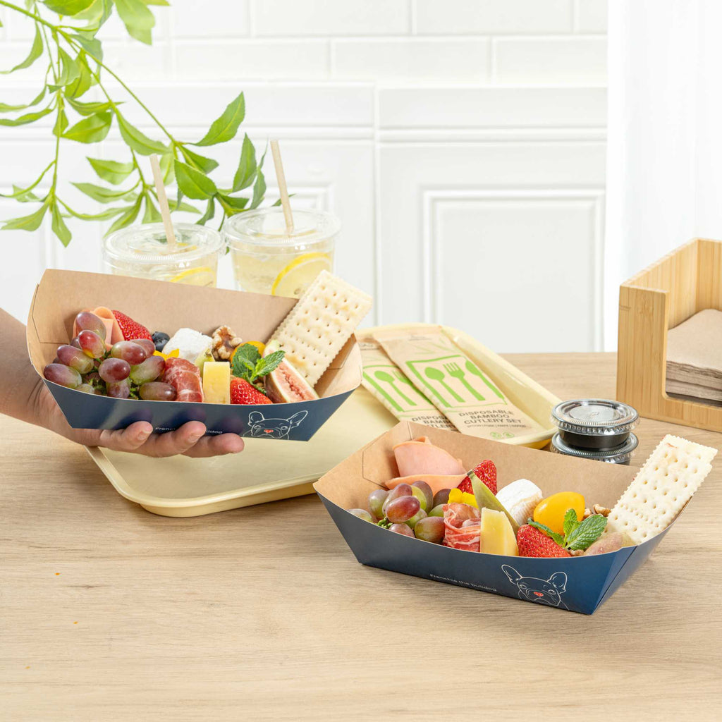 Bio Tek 2 lb Frenchie Paper #200 Food Tray / Boat - 6 1/2" x 3 3/4" x 2 1/4" - 200 count box