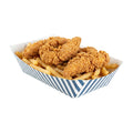 Bio Tek 2 lb Blue and White Stripe Paper #200 Food Tray / Boat - 6 1/2" x 3 3/4" x 2 1/4" - 200 count box