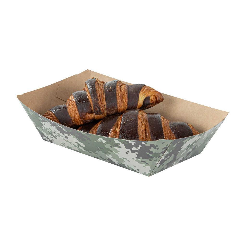 Bio Tek 2 lb Camouflage Paper #200 Food Tray / Boat - 6 1/2" x 3 3/4" x 2 1/4" - 200 count box
