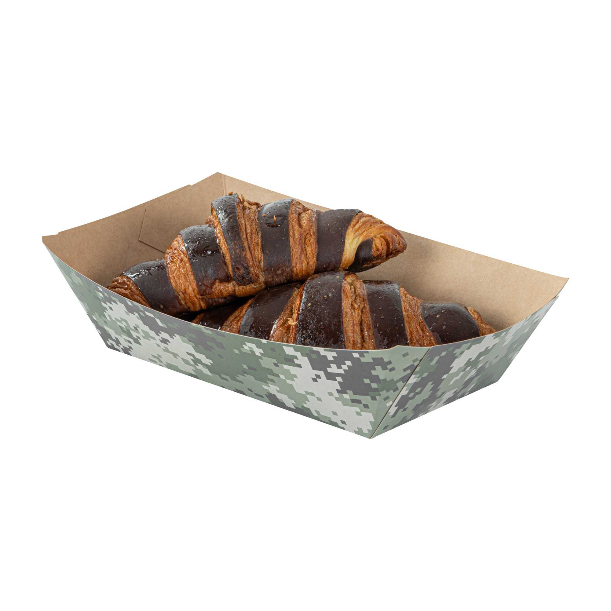 Bio Tek 2 lb Camouflage Paper #200 Food Tray / Boat - 6 1/2" x 3 3/4" x 2 1/4" - 200 count box