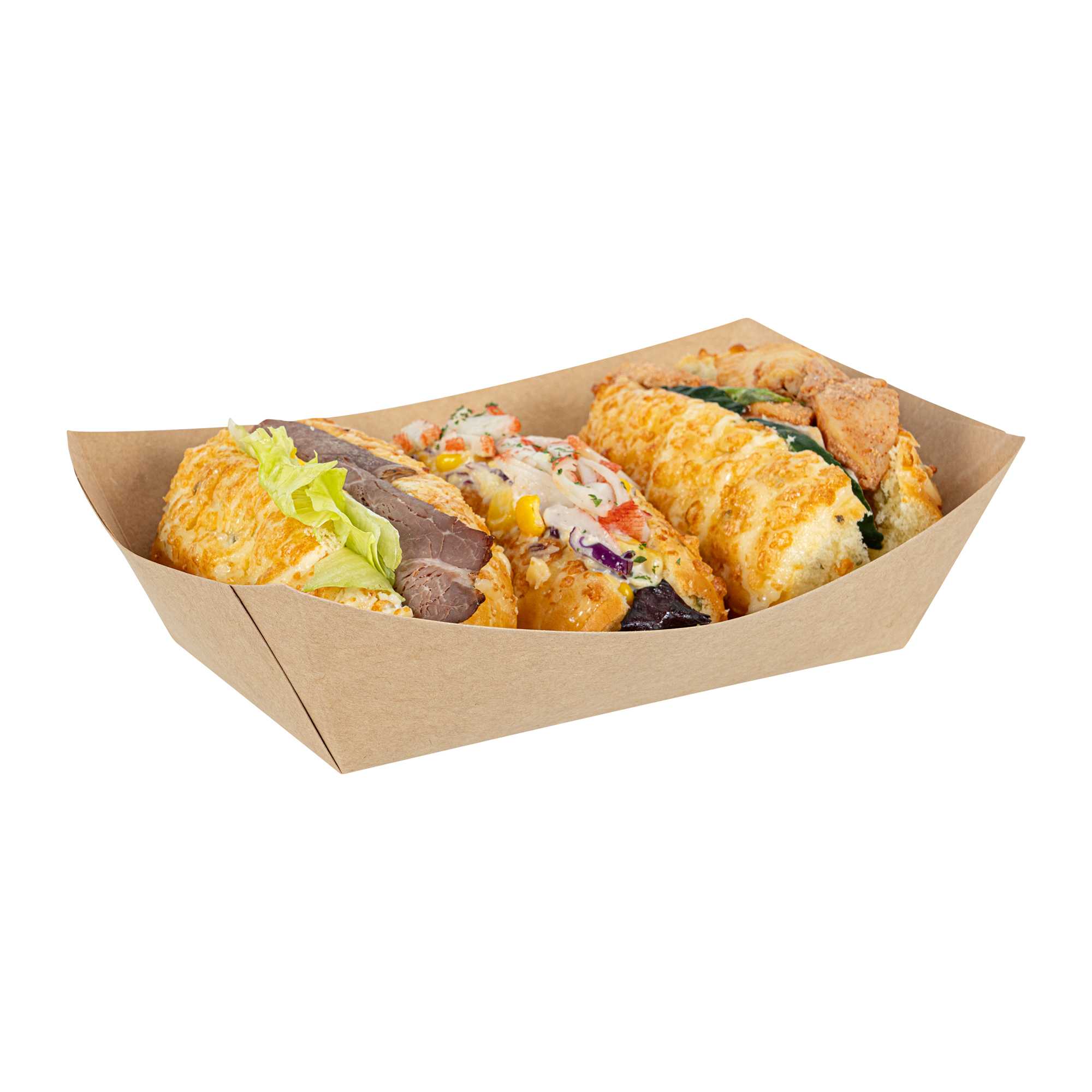 Bio Tek 2 lb Kraft Paper #200 Food Tray / Boat - 6 1/2" x 3 3/4" x 2 1/4" - 200 count box