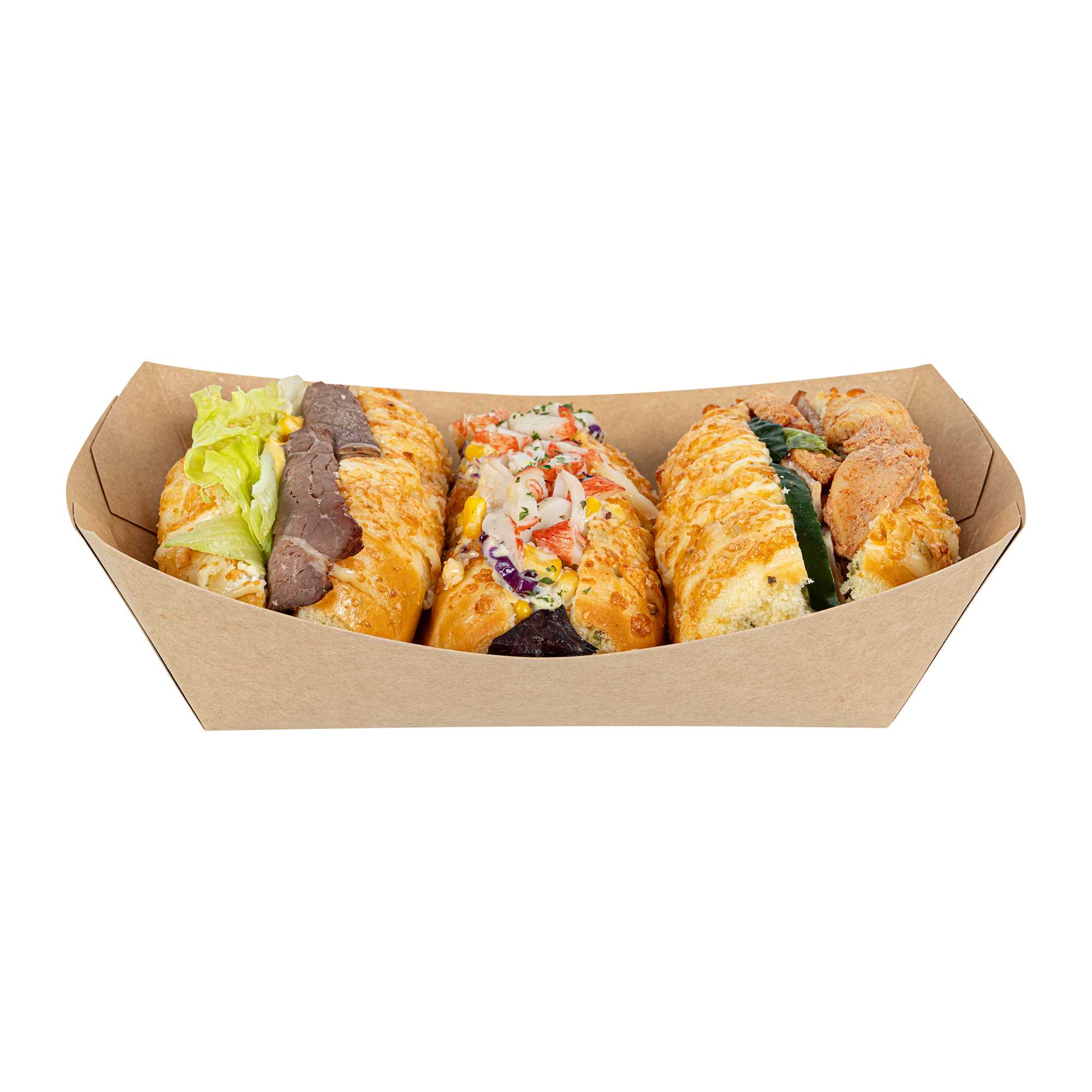 Bio Tek 2 lb Kraft Paper #200 Food Tray / Boat - 6 1/2" x 3 3/4" x 2 1/4" - 200 count box