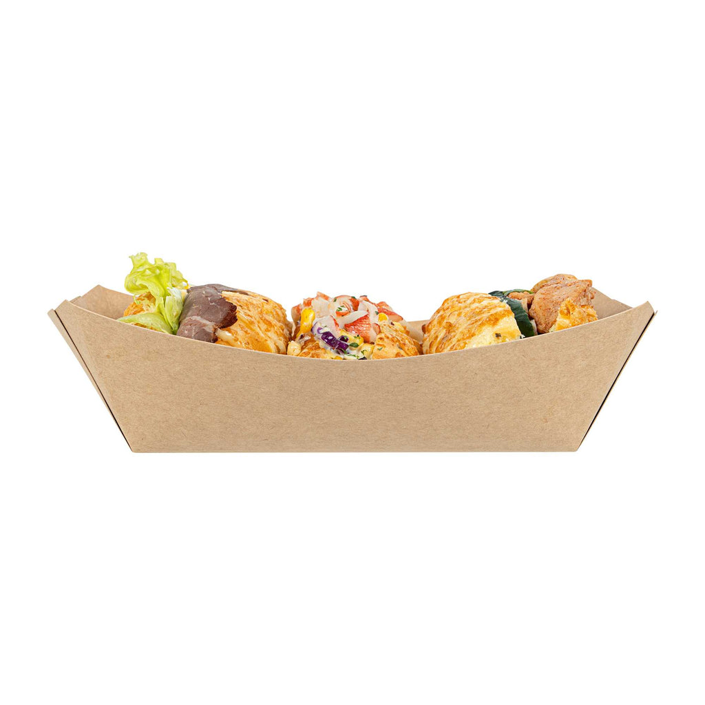 Bio Tek 2 lb Kraft Paper #200 Food Tray / Boat - 6 1/2" x 3 3/4" x 2 1/4" - 200 count box