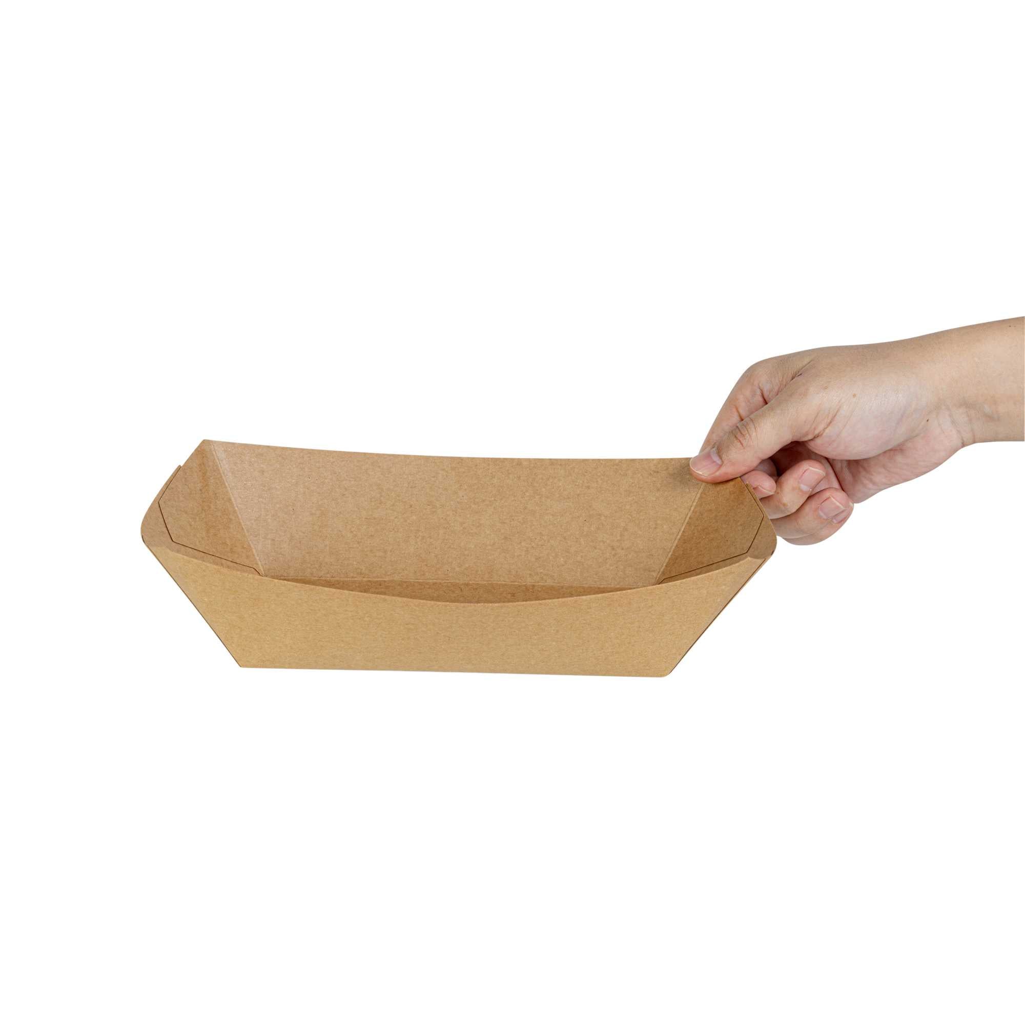Bio Tek 2 lb Kraft Paper #200 Food Tray / Boat - 6 1/2" x 3 3/4" x 2 1/4" - 200 count box
