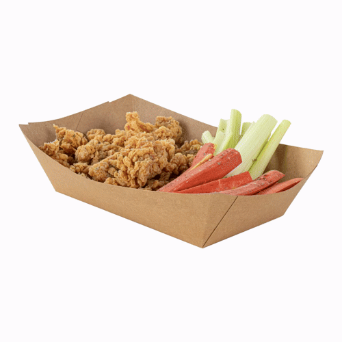 Bio Tek 2 lb Kraft Paper #200 Food Tray / Boat - 6 1/2" x 3 3/4" x 2 1/4" - 200 count box
