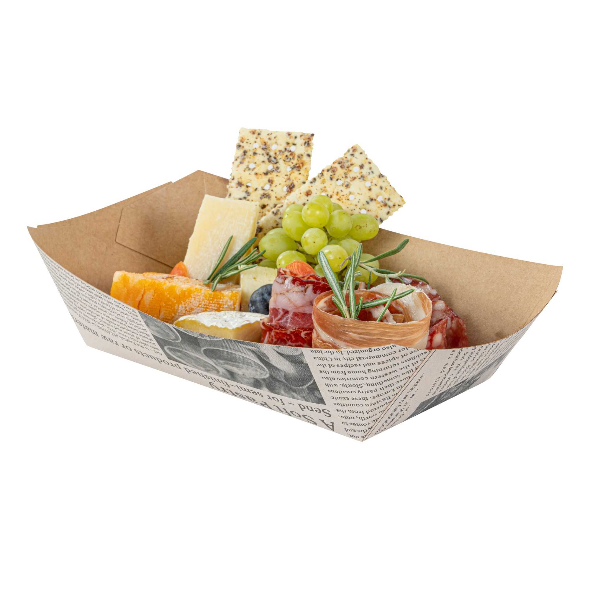 Bio Tek 2 lb Newsprint Paper #200 Food Tray / Boat - 6 1/2" x 3 3/4" x 2 1/4" - 200 count box
