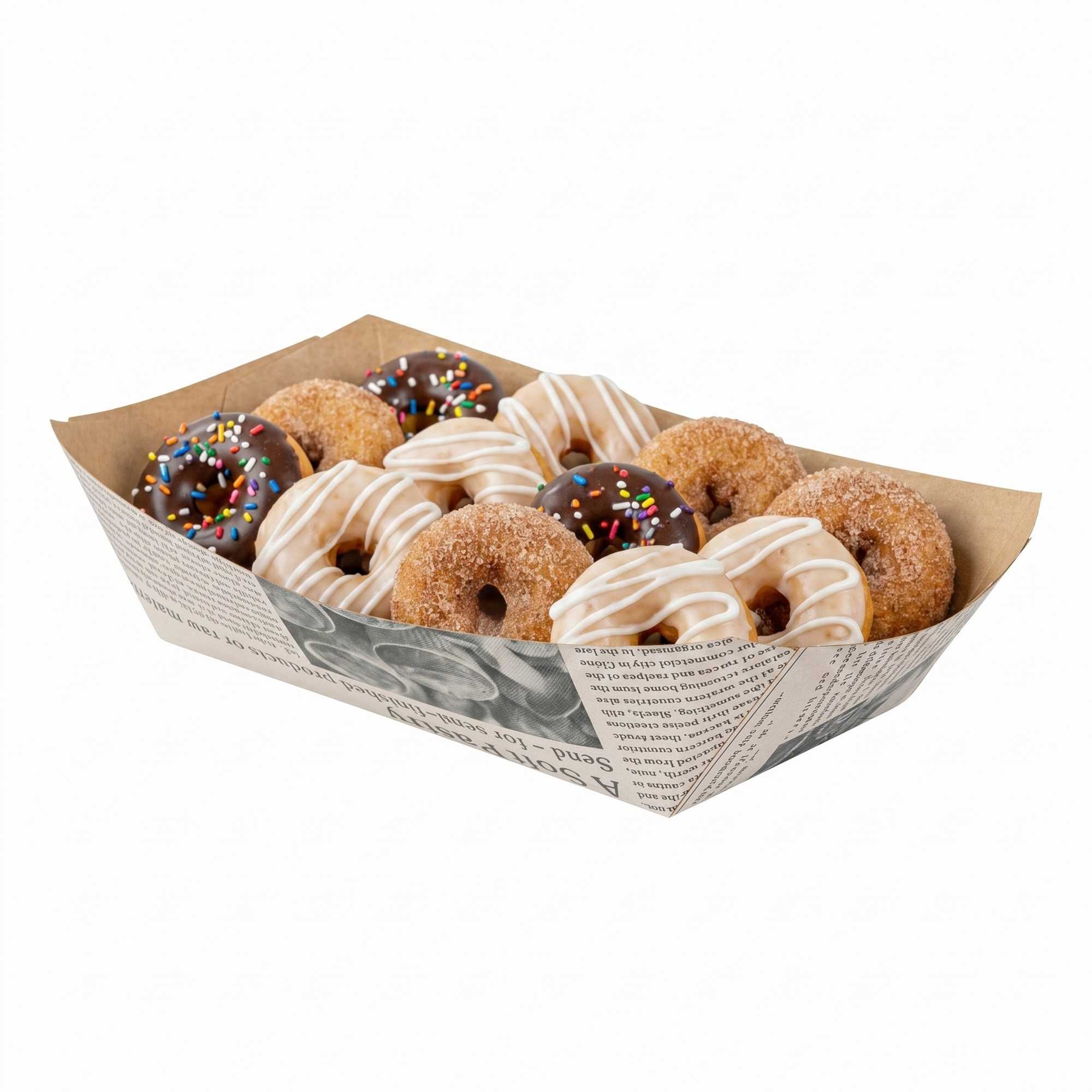 Bio Tek 2 lb Newsprint Paper #200 Food Tray / Boat - 6 1/2" x 3 3/4" x 2 1/4" - 50 count box
