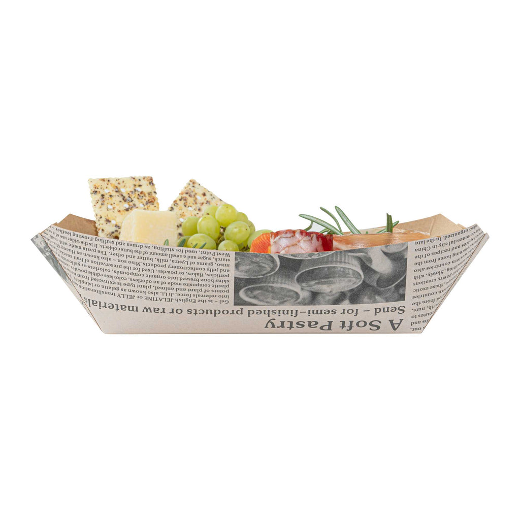 Bio Tek 2 lb Newsprint Paper #200 Food Tray / Boat - 6 1/2" x 3 3/4" x 2 1/4" - 50 count box