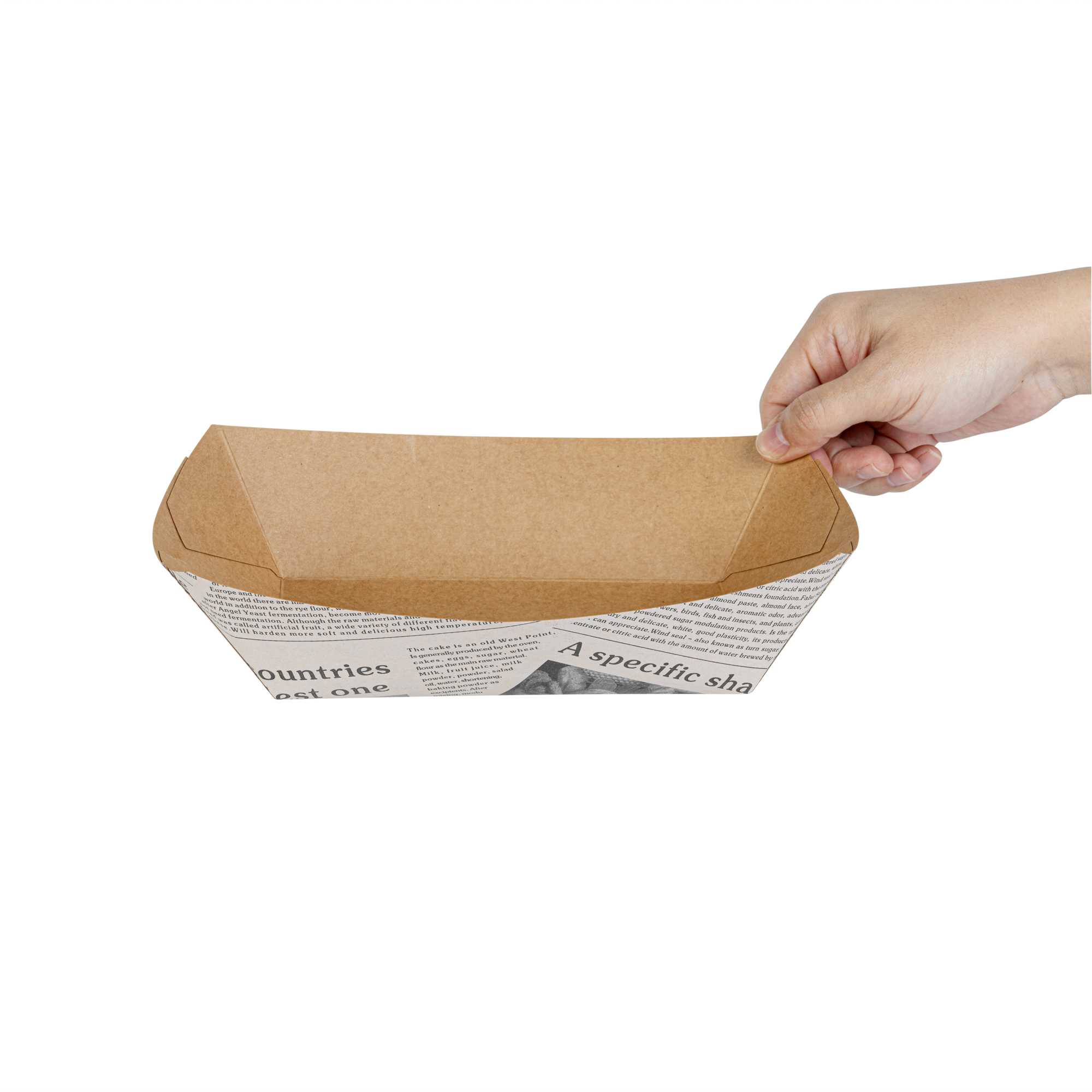 Bio Tek 2 lb Newsprint Paper #200 Food Tray / Boat - 6 1/2" x 3 3/4" x 2 1/4" - 50 count box