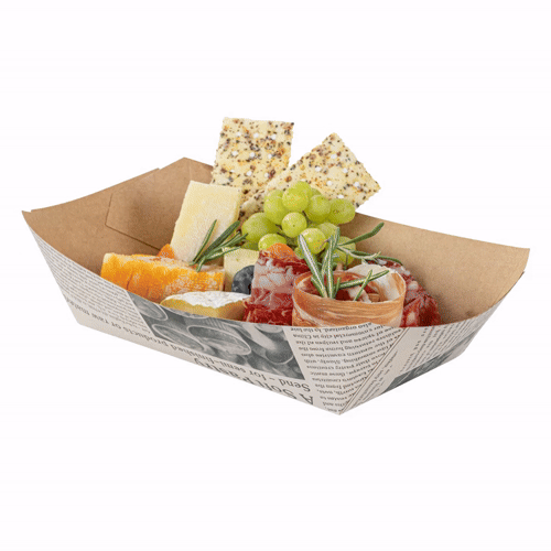 Bio Tek 2 lb Newsprint Paper #200 Food Tray / Boat - 6 1/2" x 3 3/4" x 2 1/4" - 50 count box