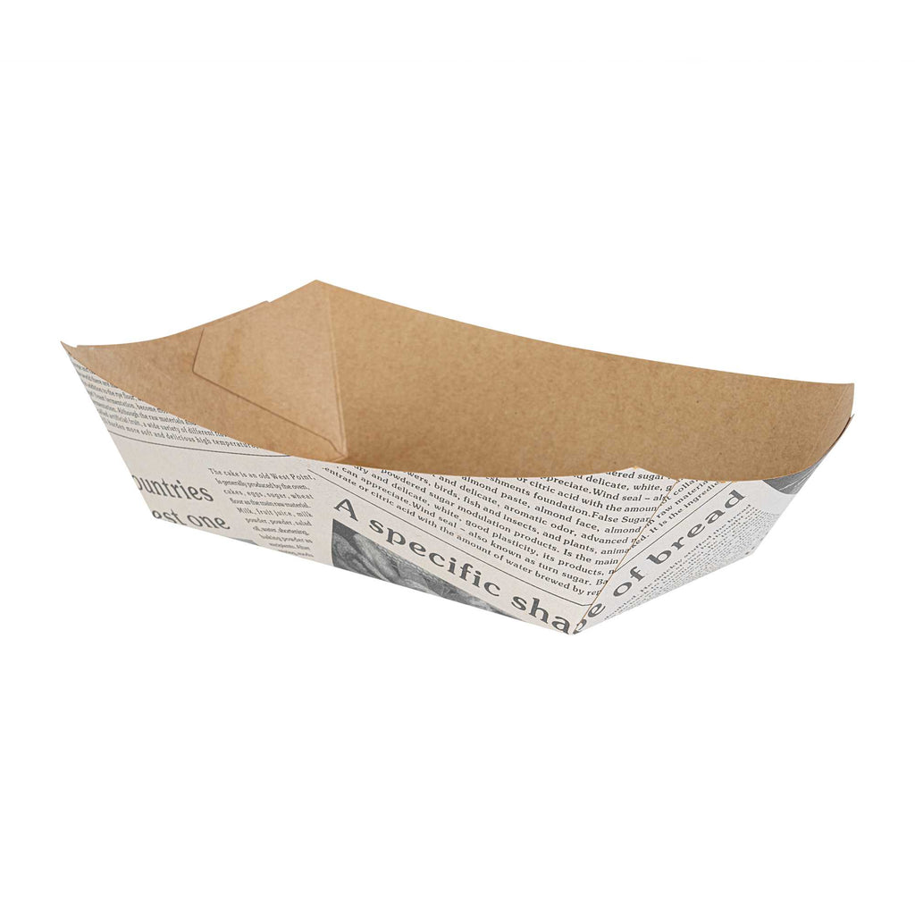 Bio Tek 2 lb Newsprint Paper #200 Food Tray / Boat - 6 1/2" x 3 3/4" x 2 1/4" - 50 count box