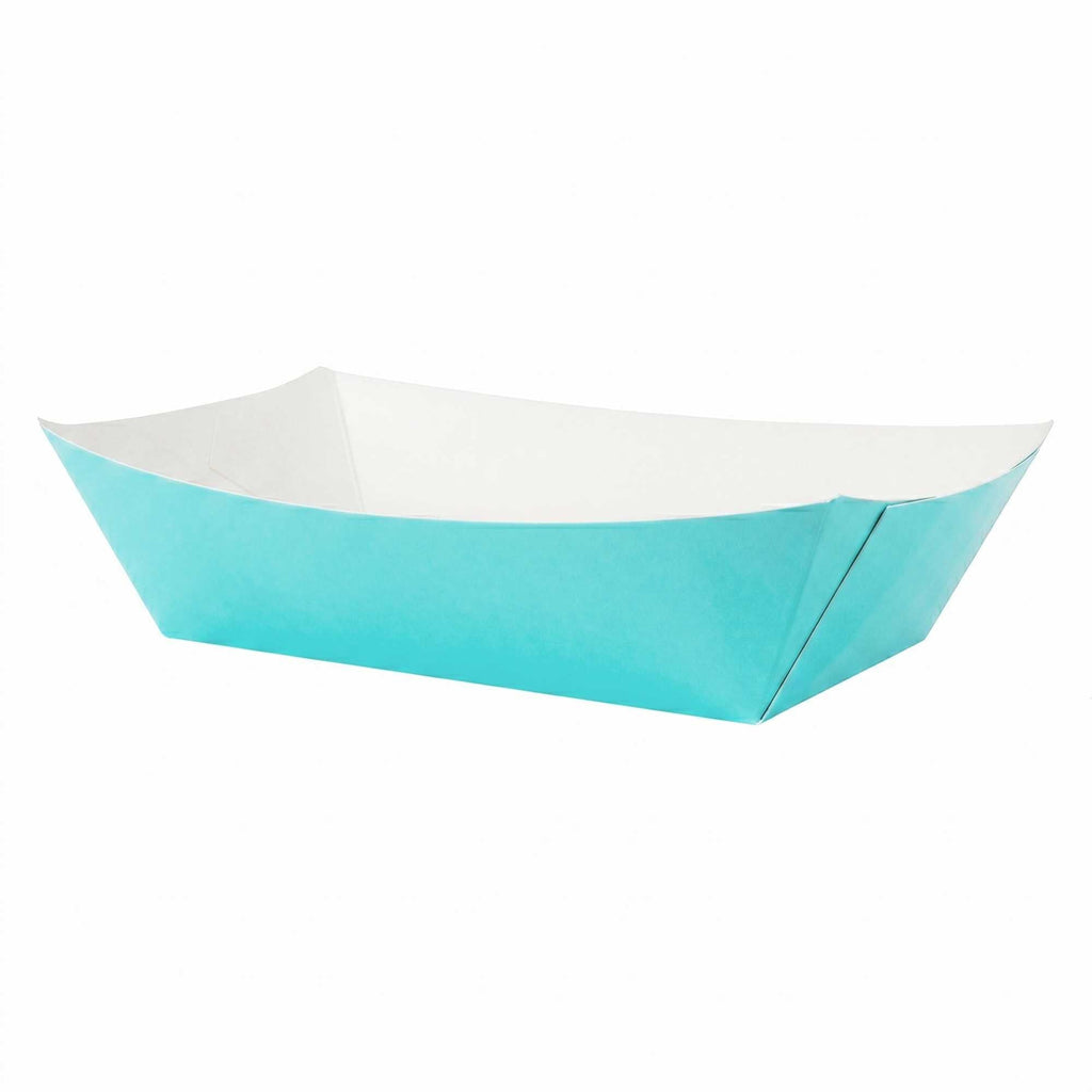 Bio Tek 2 lb Turquoise Paper #200 Food Tray / Boat - 6 1/2" x 3 3/4" x 2 1/4" - 200 count box