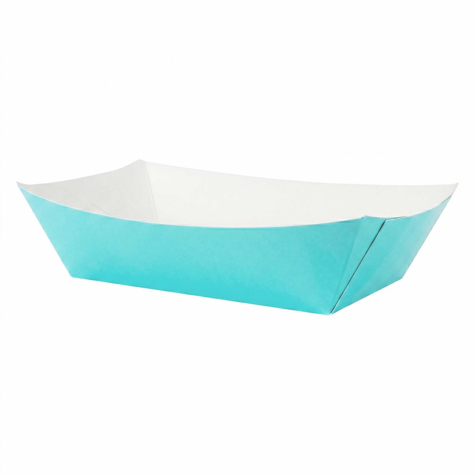 Bio Tek 2 lb Turquoise Paper #200 Food Tray / Boat - 6 1/2" x 3 3/4" x 2 1/4" - 200 count box