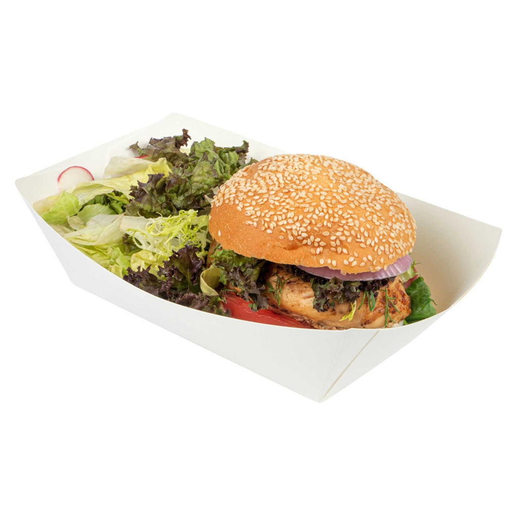 Bio Tek 2 lb White Paper #200 Food Tray / Boat - 6 1/2" x 3 3/4" x 2 1/4" - 200 count box