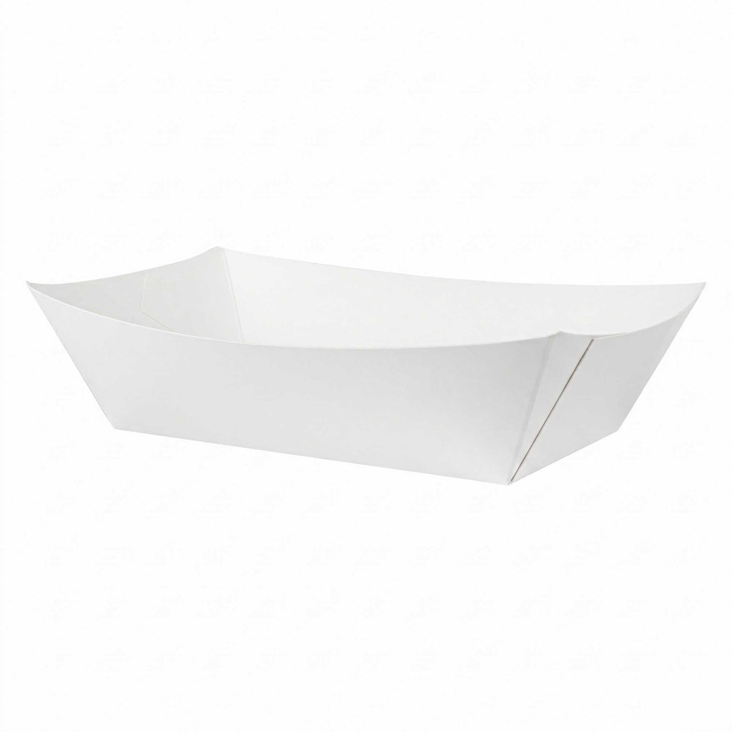 Bio Tek 2 lb White Paper #200 Food Tray / Boat - 6 1/2" x 3 3/4" x 2 1/4" - 50 count box