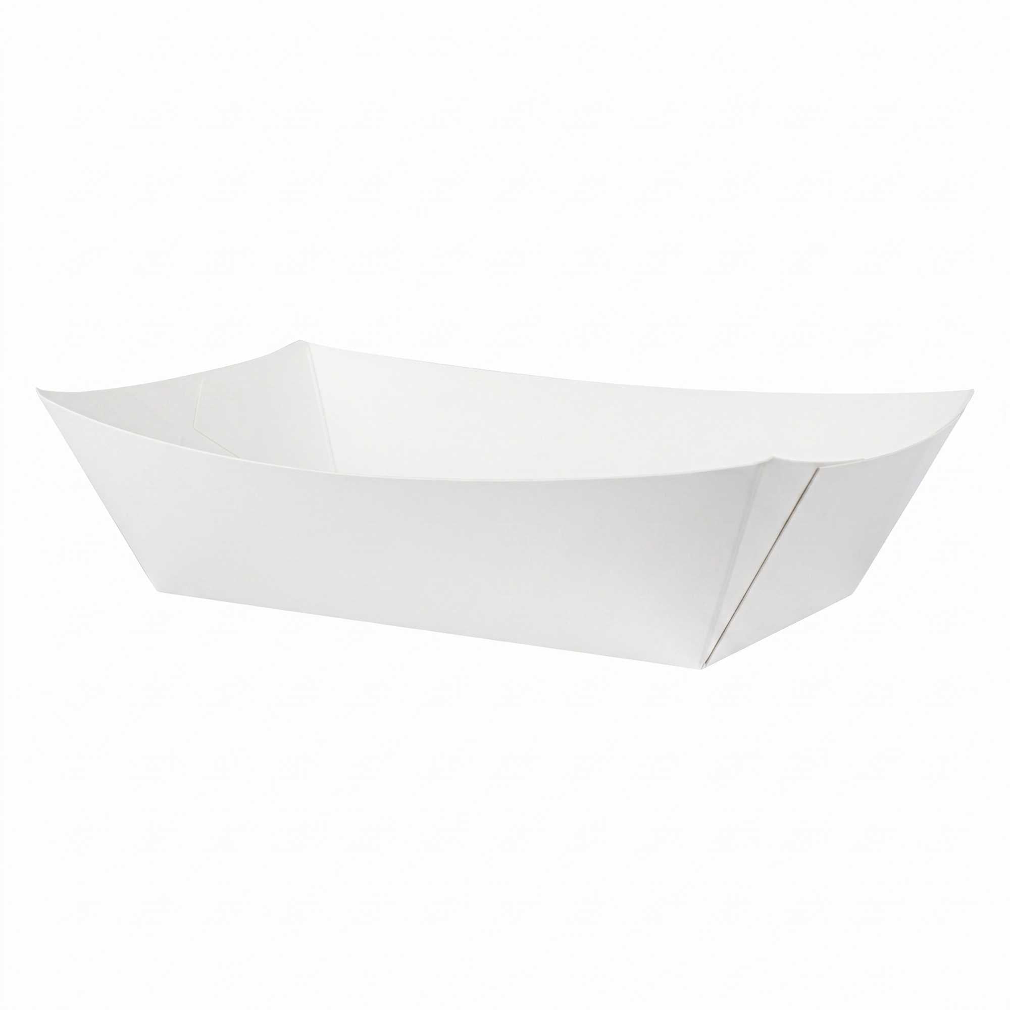 Bio Tek 2 lb White Paper #200 Food Tray / Boat - 6 1/2" x 3 3/4" x 2 1/4" - 50 count box