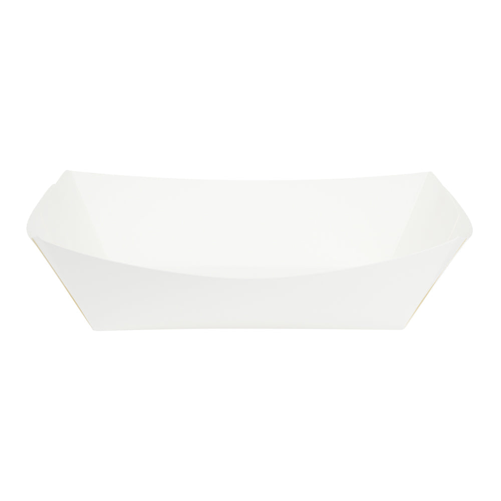 Bio Tek 2 lb White Paper #200 Food Tray / Boat - 6 1/2" x 3 3/4" x 2 1/4" - 50 count box