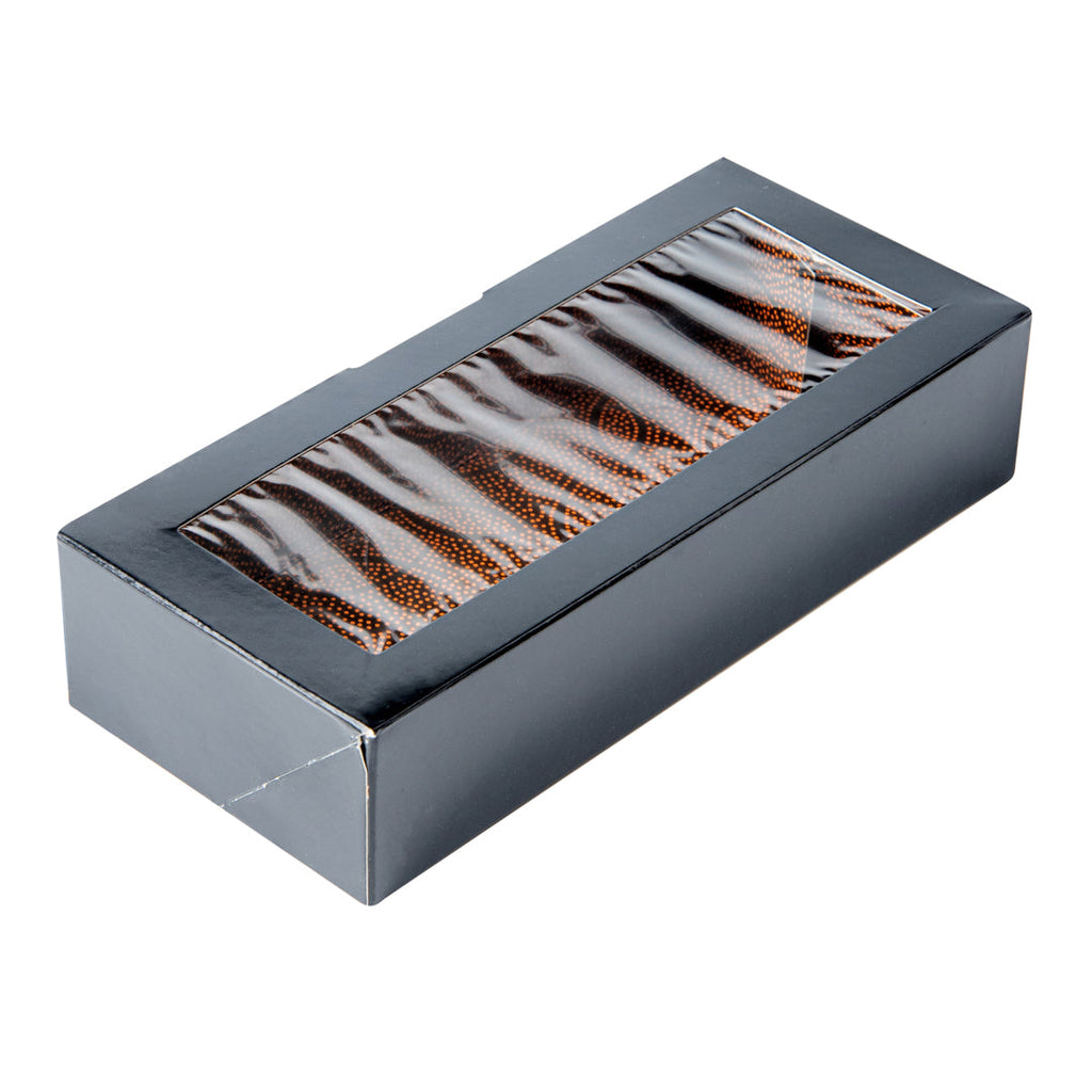 Sakura Vision Black Paper Medium Window Sushi Box - 8" x 3 1/2" x 1 3/4" - 50 count box