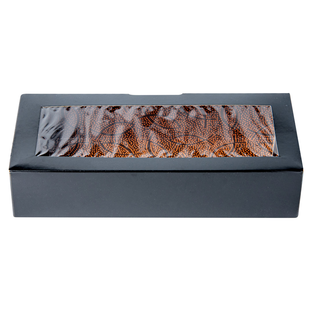Sakura Vision Black Paper Medium Window Sushi Box - 8" x 3 1/2" x 1 3/4" - 50 count box