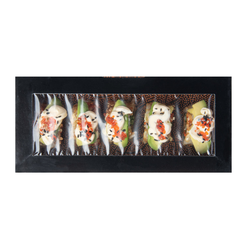 Sakura Vision Black Paper Medium Window Sushi Box - 8" x 3 1/2" x 1 3/4" - 200 count box