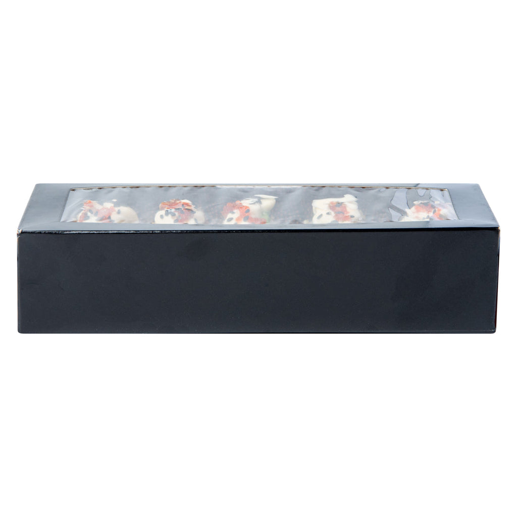 Sakura Vision Black Paper Medium Window Sushi Box - 8" x 3 1/2" x 1 3/4" - 200 count box