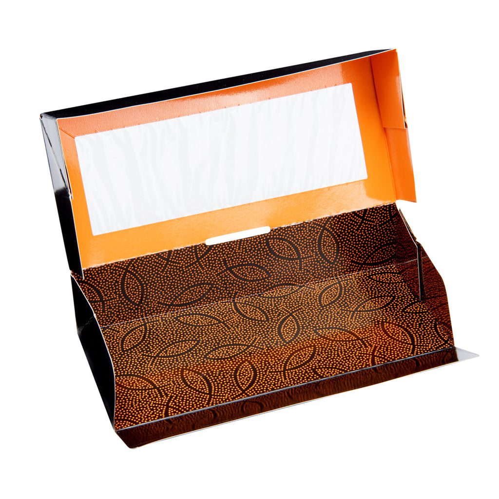 Sakura Vision Black Paper Medium Window Sushi Box - 8" x 3 1/2" x 1 3/4" - 200 count box