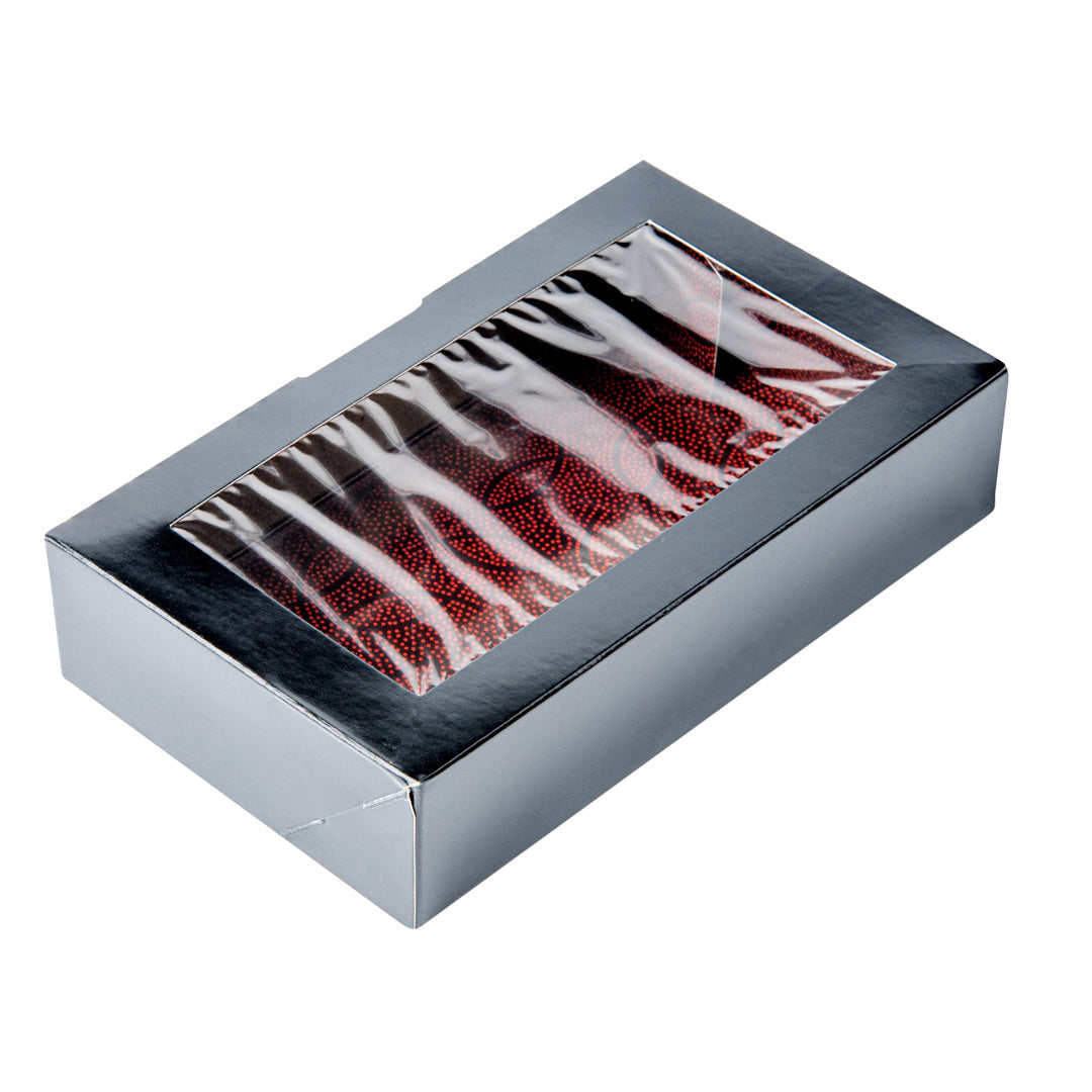 Sakura Vision Black Paper Large Window Sushi Box - 8" x 4 3/4" x 1 3/4" - 50 count box