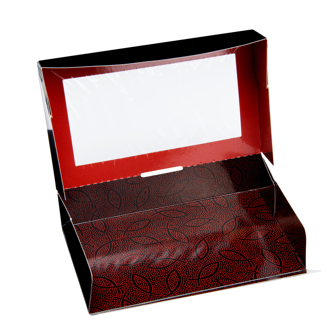 Sakura Vision Black Paper Large Window Sushi Box - 8" x 4 3/4" x 1 3/4" - 50 count box