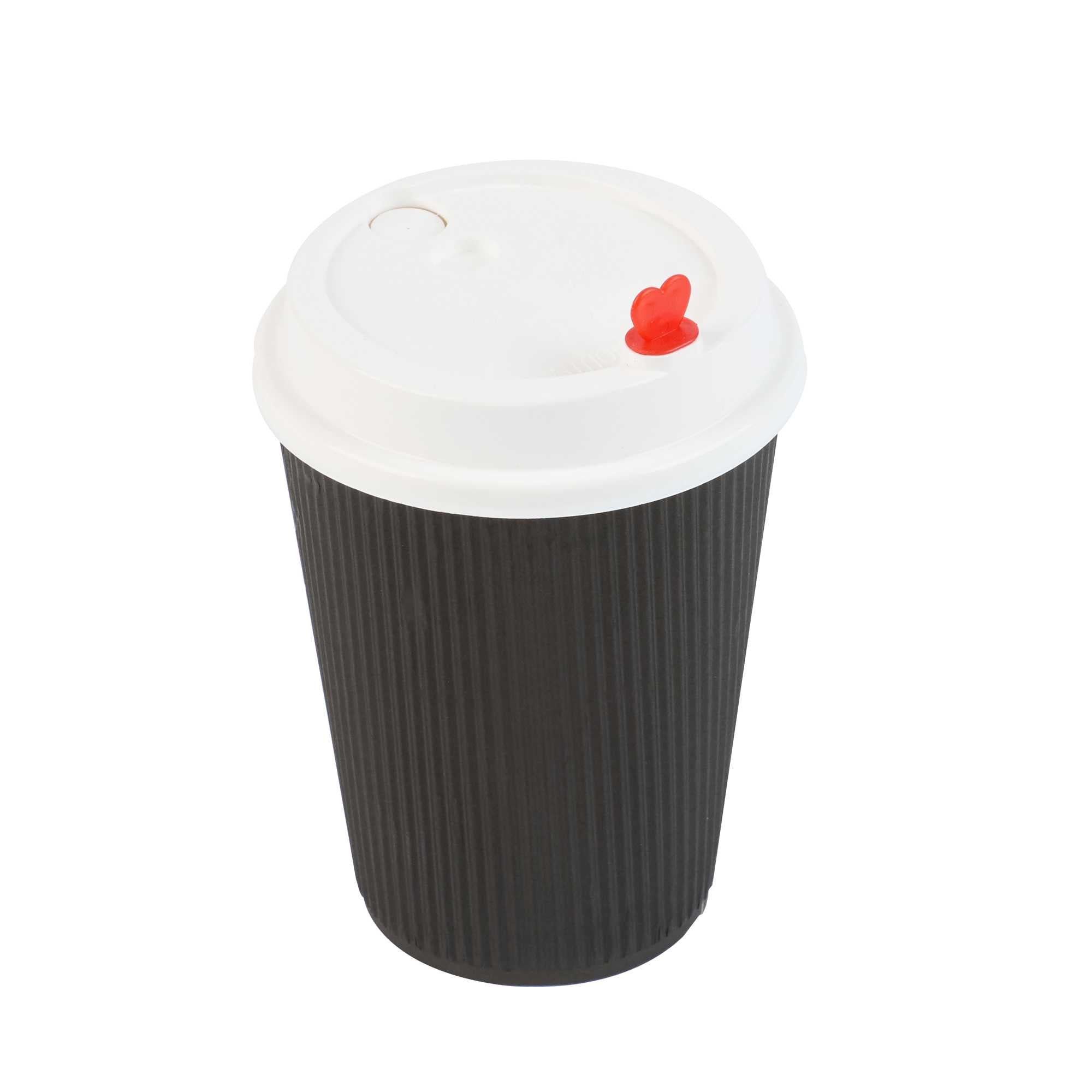 Restpresso White Plastic Coffee Cup Lid - Fits 8, 12, 16 and 20 oz, with Red Heart Plug - 50 count box