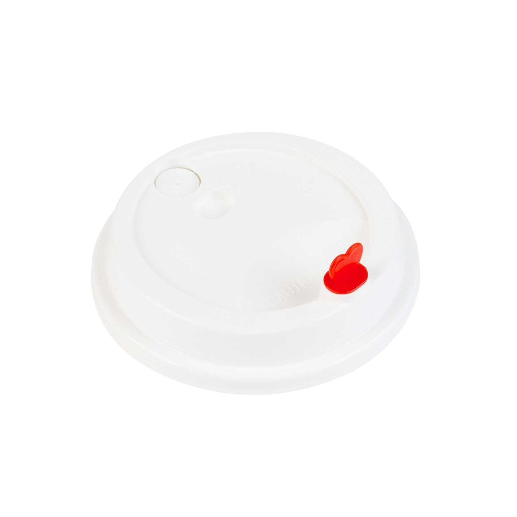 Restpresso White Plastic Coffee Cup Lid - Fits 8, 12, 16 and 20 oz, with Red Heart Plug - 500 count box