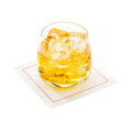 Luxenap Ecru Cloth Cocktail Napkin - Red Stitch, Organic, Disposable - 4 1/2" x 4 1/2" - 50 count box