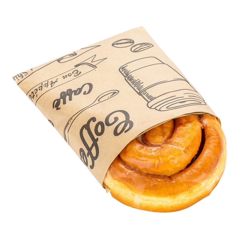 Gastronomia Kraft Paper Coffee Shop Wrap and Pastry Liner - Cup of Joe, Greaseproof - 12" x 12" - 500 count box