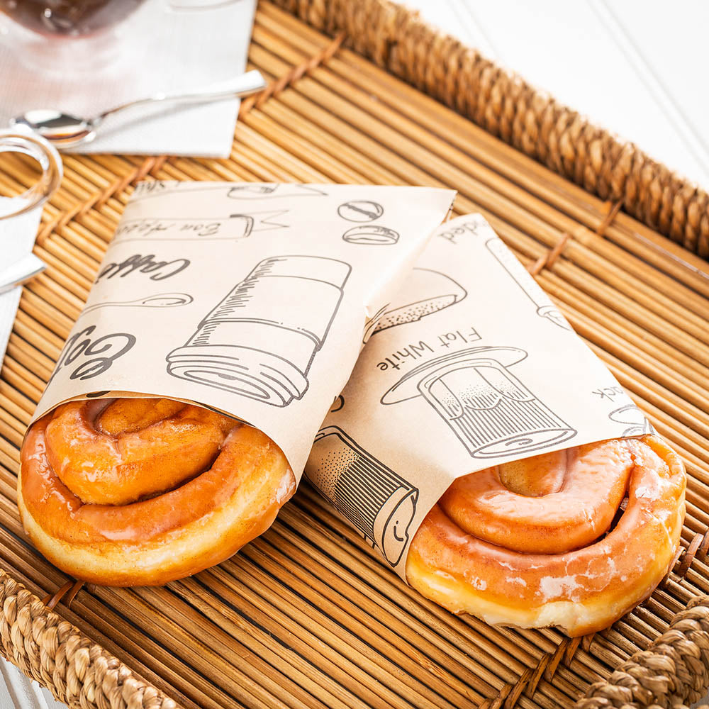 Gastronomia Kraft Paper Coffee Shop Wrap and Pastry Liner - Cup of Joe, Greaseproof - 12" x 12" - 500 count box