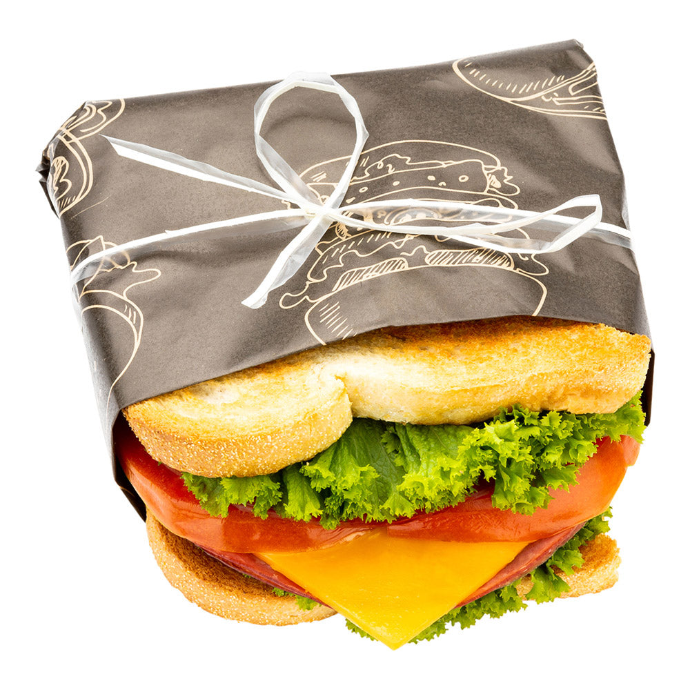 Gastronomia Kraft Paper Bakery Wrap and Basket Liner - Bon Appetit, Greaseproof - 12" x 12" - 500 count box