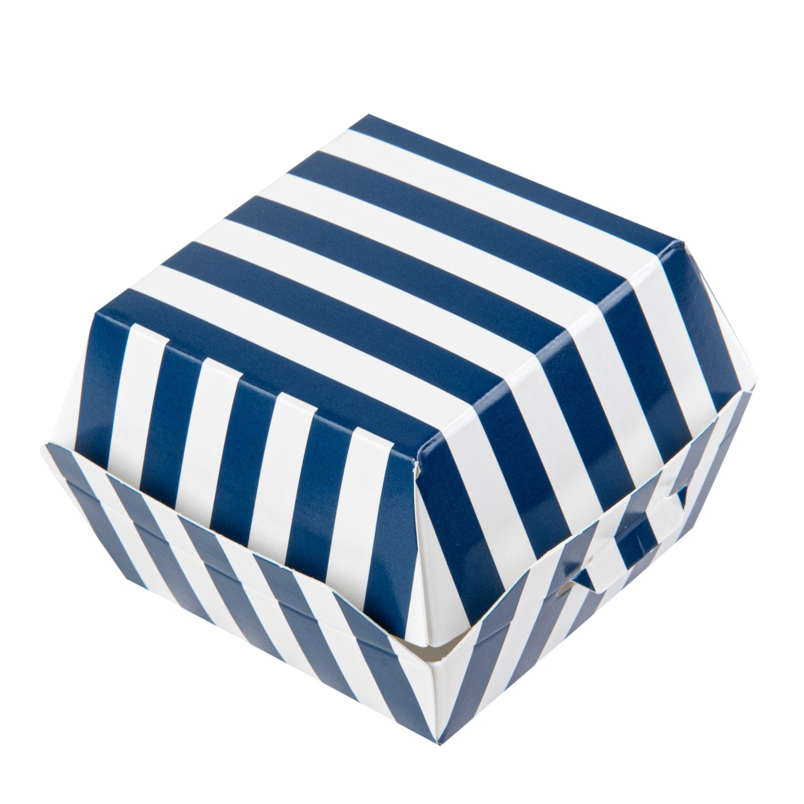 Bio Tek Blue and White Stripe Paper Slider Box - 2 1/2" x 2 1/2" x 2" - 100 count box