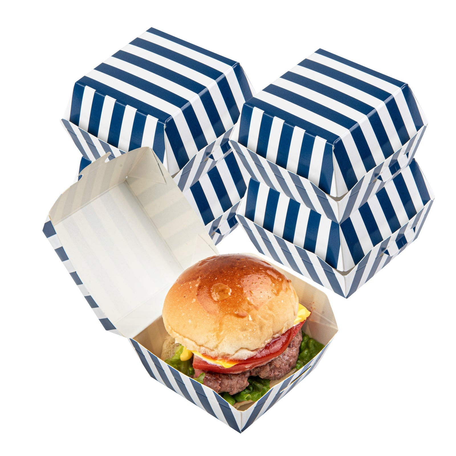 Bio Tek Blue and White Stripe Paper Slider Box - 2 1/2" x 2 1/2" x 2" - 100 count box