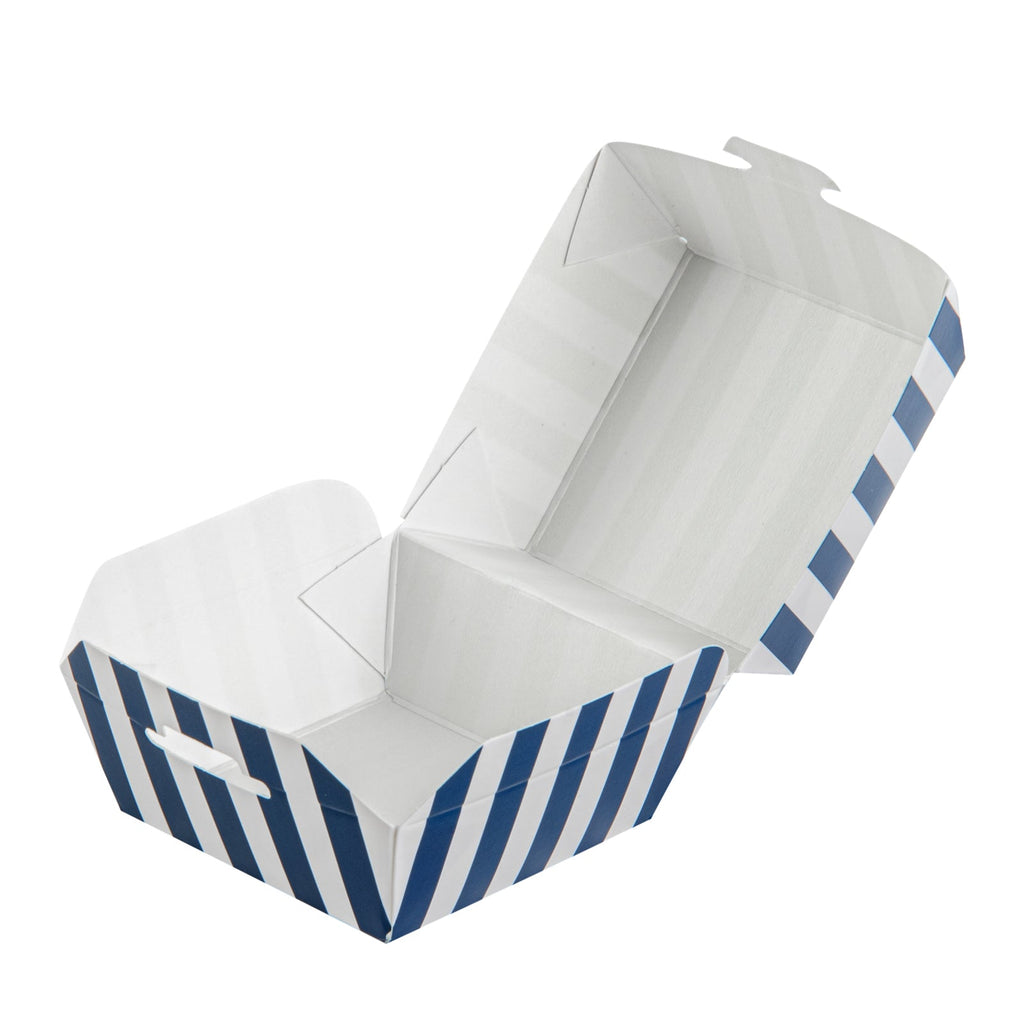 Bio Tek Blue and White Stripe Paper Slider Box - 2 1/2" x 2 1/2" x 2" - 100 count box