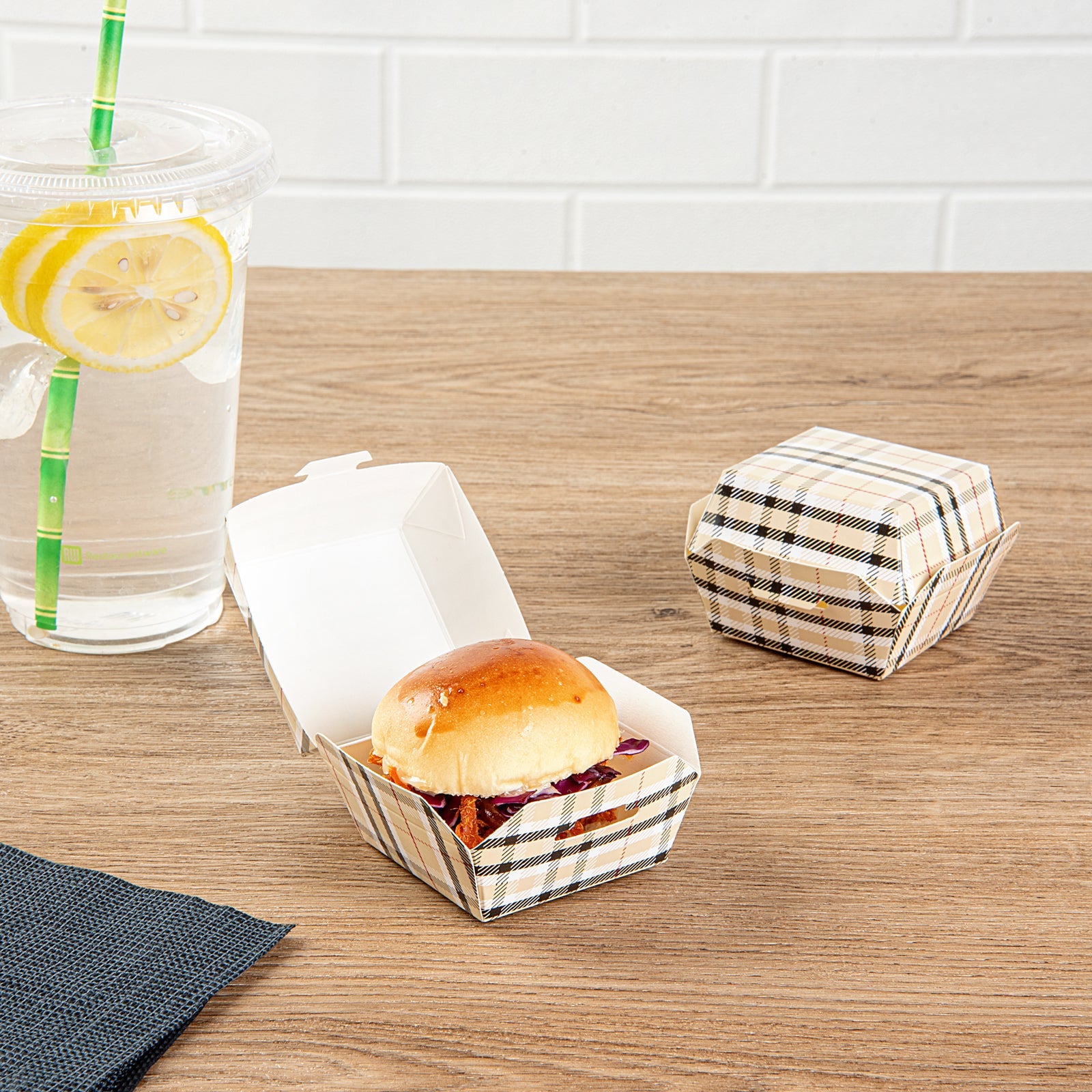 Bio Tek Plaid Paper Slider Box - 2 1/2" x 2 1/2" x 2" - 100 count box