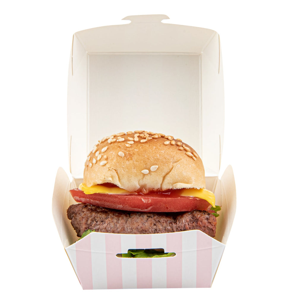 Bio Tek Pink and White Stripe Paper Slider Box - 2 1/2" x 2 1/2" x 2" - 100 count box