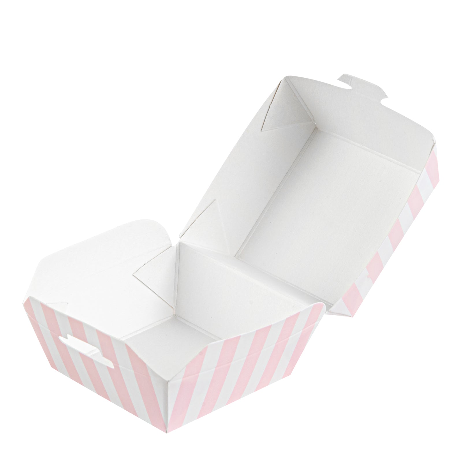 Bio Tek Pink and White Stripe Paper Slider Box - 2 1/2" x 2 1/2" x 2" - 100 count box